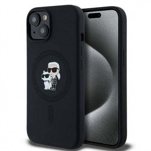  Чехол Karl Lagerfeld Silicone Karl  Choupette Ring для iPhone 15|14|13 Black with MagSafe (KLHMP15SSCMKCRHK)